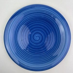 Vtg Over and Back Italy Salad Plate Swirl Pattern Electric Blue Set of 3 8”